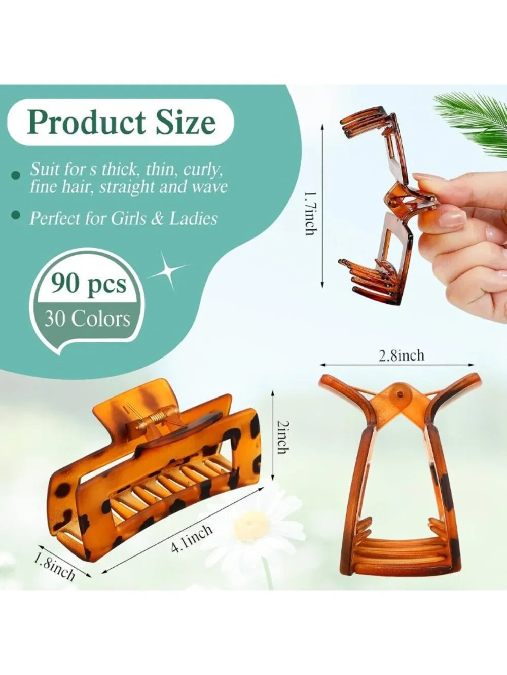 60 Pcs Large Hair Claw Clips - Strong Hold, Nonslip, Matte Finish for Thick Hair